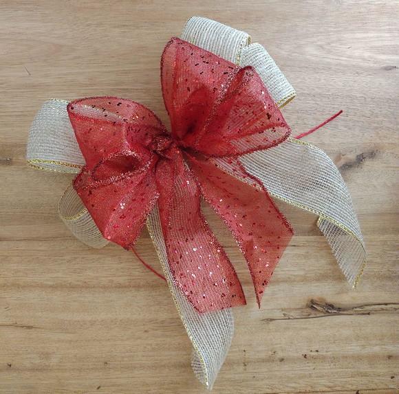 Laço de Natal - Natural com Vermelho