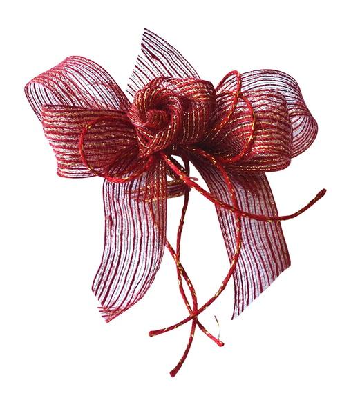 Laço com Flor de Fita - Vermelho