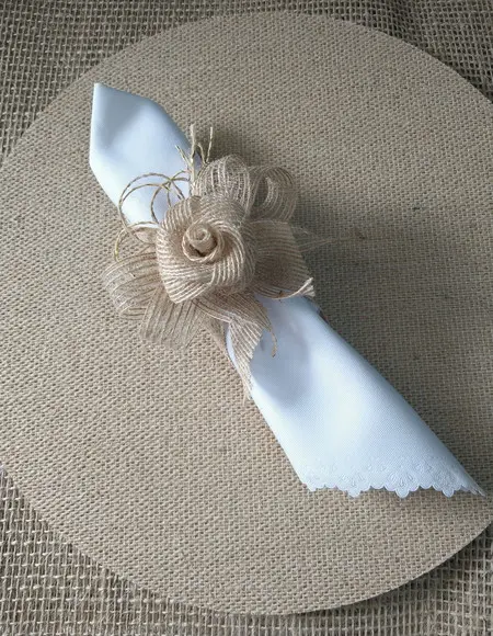 Porta-guardanapo Flor Fita de Juta