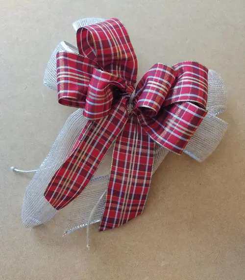 Laço para Árvore de Natal - Fita de Juta com Xadrez Vermelho