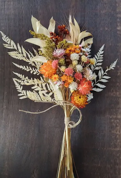 Mini Buque com Flores Secas - Laranja