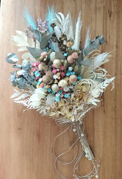 Buque de Noiva m - Rosé com Toque Azul