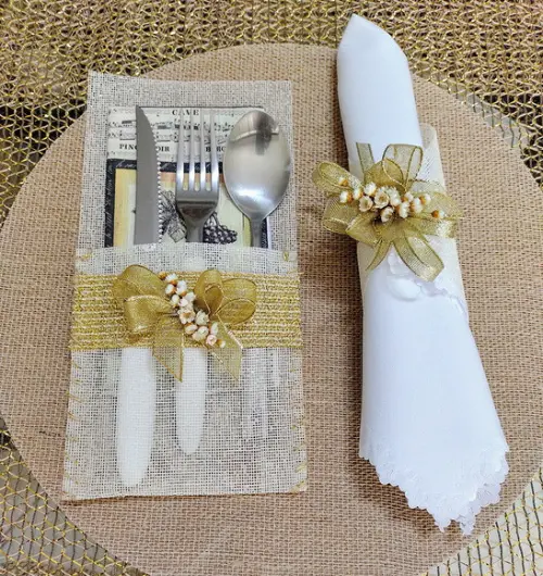 Kit Sousplat mdf com Porta Guardanapo e Porta Talheres