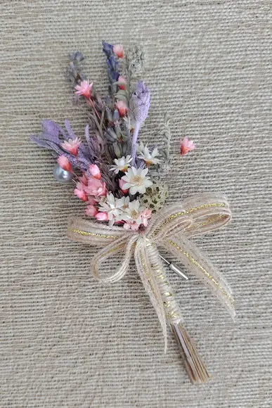 Lapela ou Corsage - Lavanda e Flores Secas
