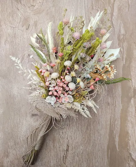 Buque de Noiva P com Flores Desidratadas