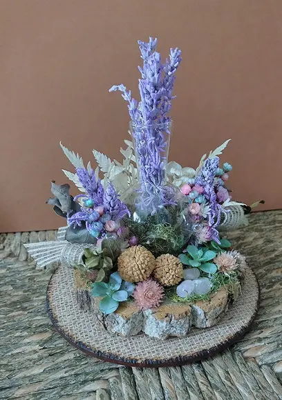 Mini Jardim com Flores Desidratadas