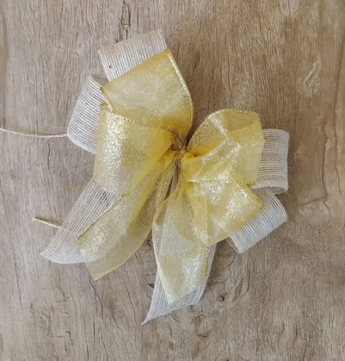Laço de Natal - Natural com Dourado