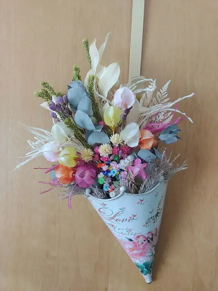 Guarda Chuva Vintage com Buque de Flores Secas