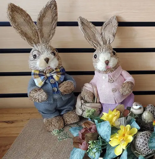 Casal de Coelhos Rústicos (35cm)