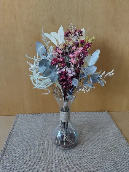 Arranjo no Vaso com Buque de Flores Desidratadas