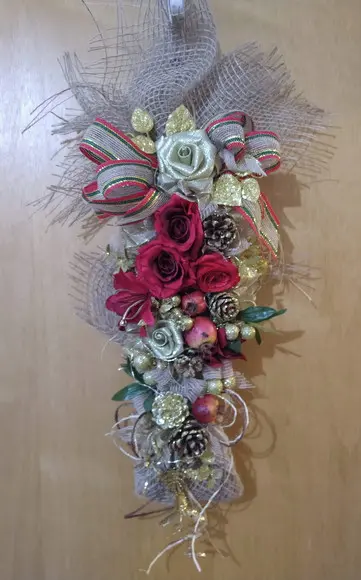 Pingente de Porta - Natal com Rosas Vermelhas