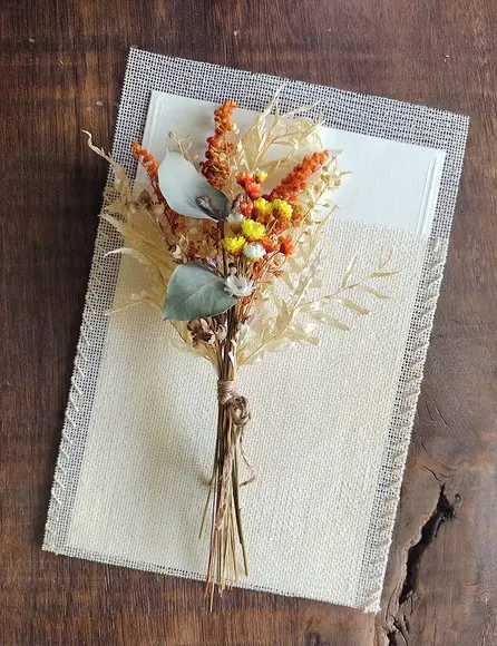 Cartão Felicitações com Buque Flores Desidratadas - Outono