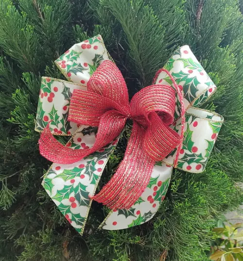Laço de Natal - Azevinho com Fita de Juta