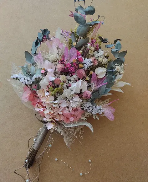 Buque de Noiva com Flores Desidratadas - Tamanho m