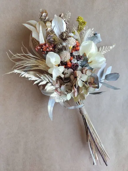 Mini Buque com Flores Desidratadas (35cm) - Terracota