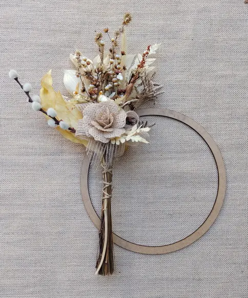 Mini Buquê para Decoração de Bolo com Flor de Juta