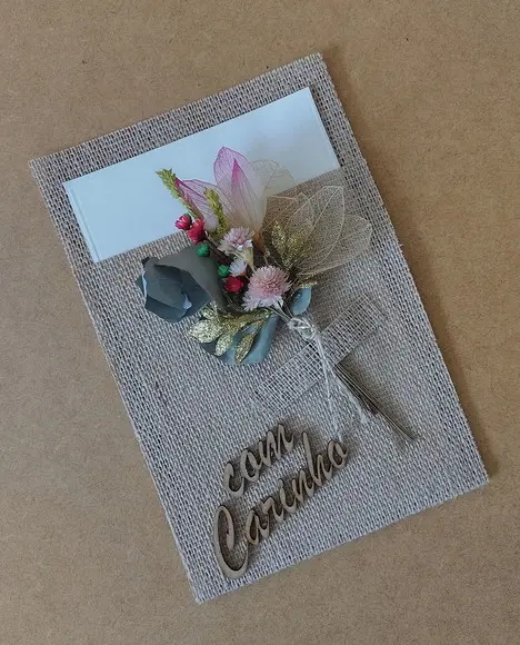 Cartão Felicitações com Buque Flores Desidratadas - Natal