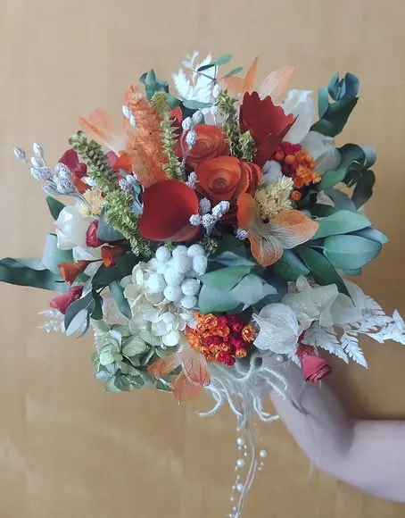 Buque de Noiva - Laranja com Vermelho