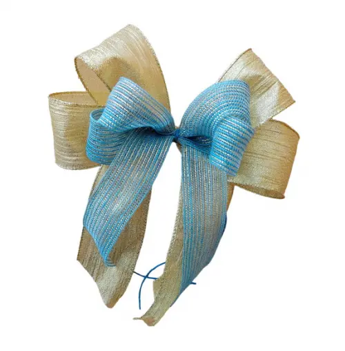 Laço de Natal G - Dourado com Azul