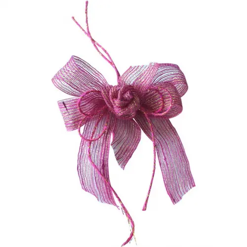 Laço com Flor de Fita - Rosa