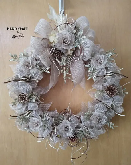 Guirlanda de Natal - Flor de Juta (38cm)