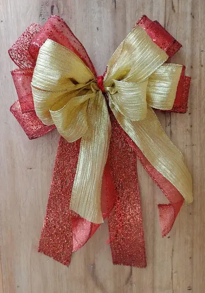 Laço de Natal G - Vermelho com Dourado