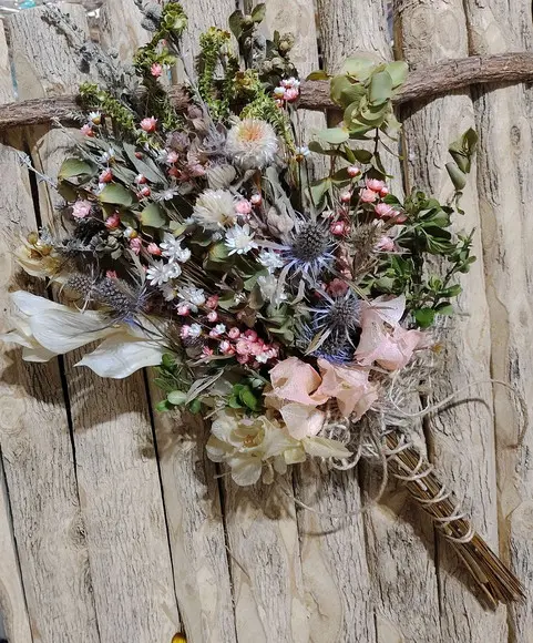 Buquê Flores Desidratadas P - Verde com Salmão
