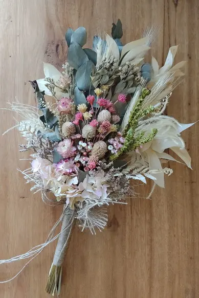 Buque de Noiva P - Flores Desidratadas em Tons Rosé