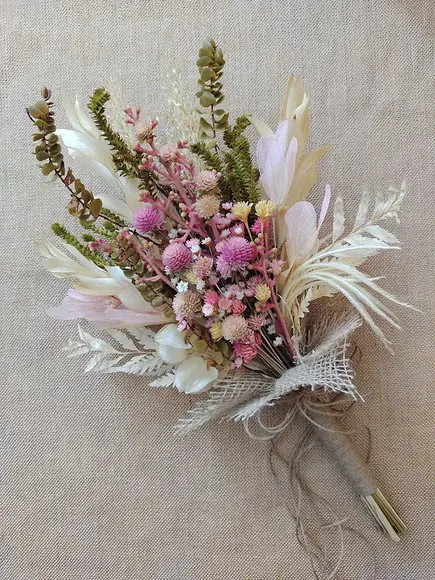 Buque de Noiva P - Flores Desidratadas em Tons de Rosé