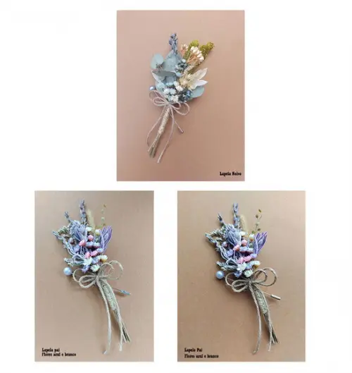 Kit Lapela Floral para Noivos (3 Unidades)
