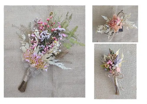 Kit Buque de Noiva + Pente Decorado + Lapela Floral
