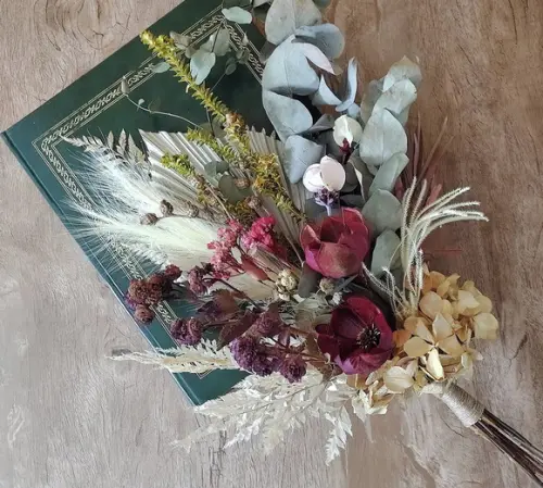 Buque de Flores com Flores Desidratadas para Decoração