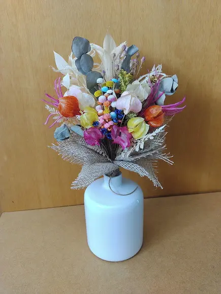 Mini Buque Flores Desidratadas no Garrafão de Vidro