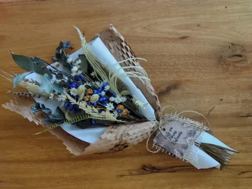 Mini Buque Flores Desidratadas - Azul (25cm)