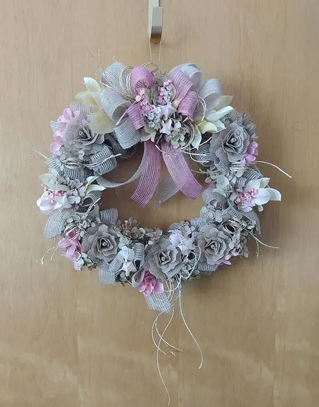 Guirlanda Rústica em Tons de Rosa Claro (diâmetro 40cm)