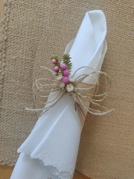 Porta Guardanapo com Buquezinho Flores Desidratadas