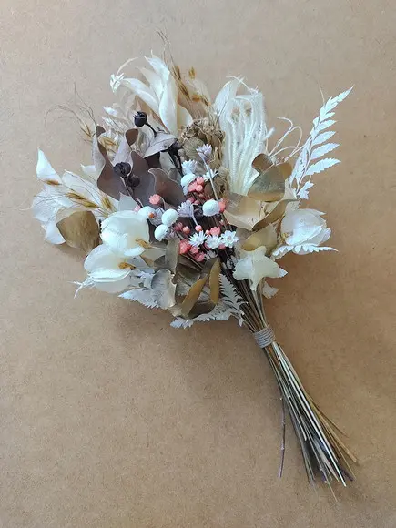 Mini Buque com Flores Desidratadas - Natural (35cm)