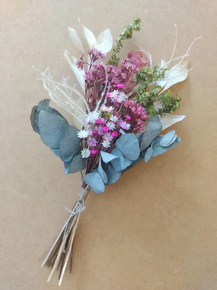 Mini Buque Flores Desidratadas - Rosa com Pink (30cm)
