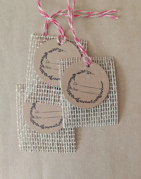 Kit Tag Kraft com Tela de Juta - de | para (10 Unidades)
