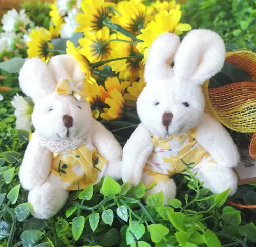 Casal de Coelhinhos (10cm) - Amarelo