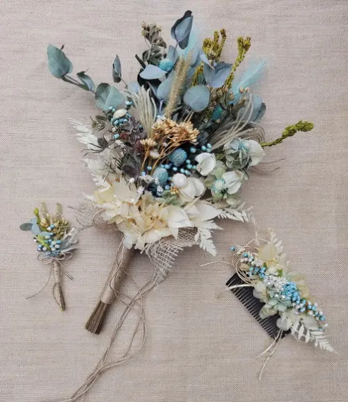 Kit Buque de Noiva G + Pente Decorado + Lapela Floral