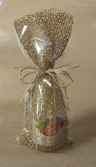 Embalagem de Juta (18x40cm) - especial ouro