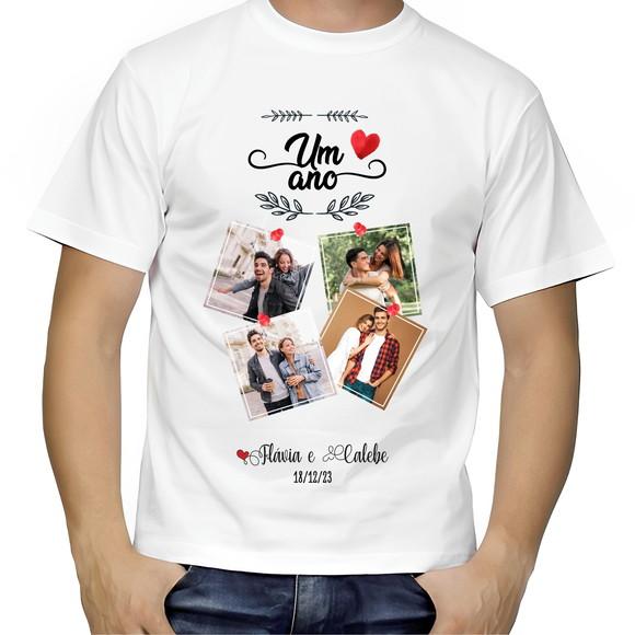 Camiseta Dia dos Namorados Um Ano de Namoro com Fotos