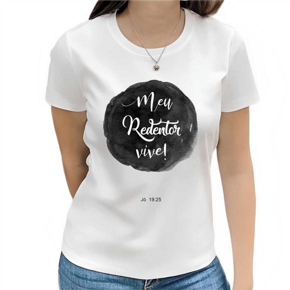 Camiseta Cristo Vive Versículo Feminina Básica e Baby Look