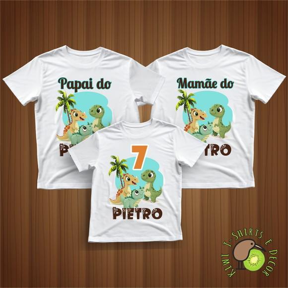 Camiseta Personalizada Dinossauro Kit 3 Camisetas