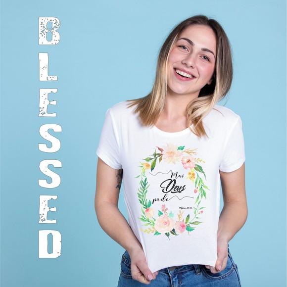 Camiseta Baby Look Floral Frase