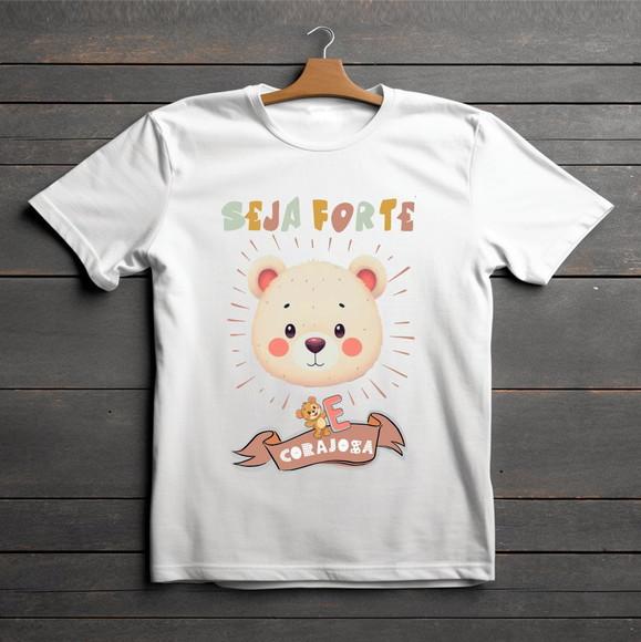 Camiseta Infantil Evangélica Seja Forte e Corajosa Poliéster