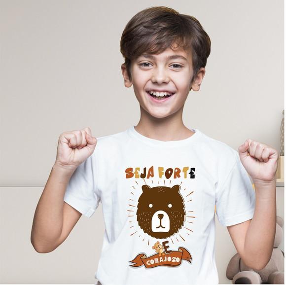 Camiseta Infantil Evangélica Seja Forte Poliéster Premium