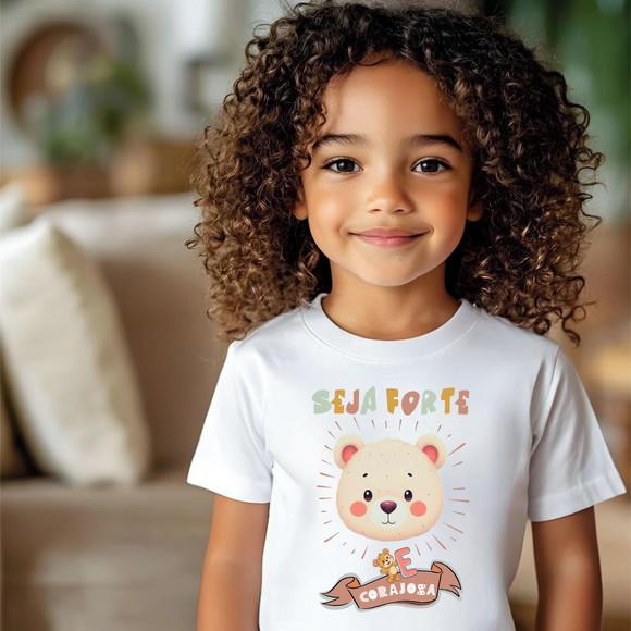 Camiseta Infantil Evangélica Seja Forte Poliéster Premium