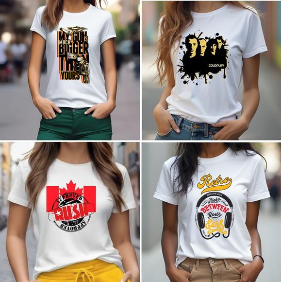 Camiseta Feminina Rock Coldplay Rush Retrô Kit com 4 Peças